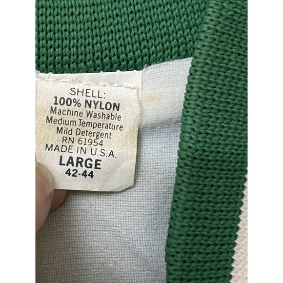 Vintage Green Nylon Varsity Jacket Evelyn Letterman Style Deer Patch Design L - Picture 5 of 7